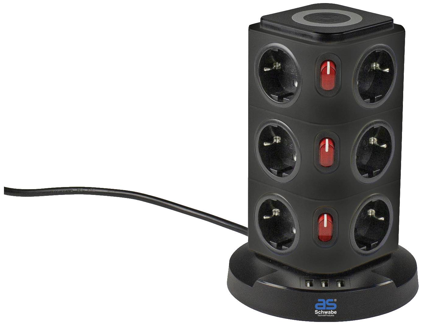 AS Schwabe 18222 Tischsteckdose Schwarz Schutzkontakt 1St.