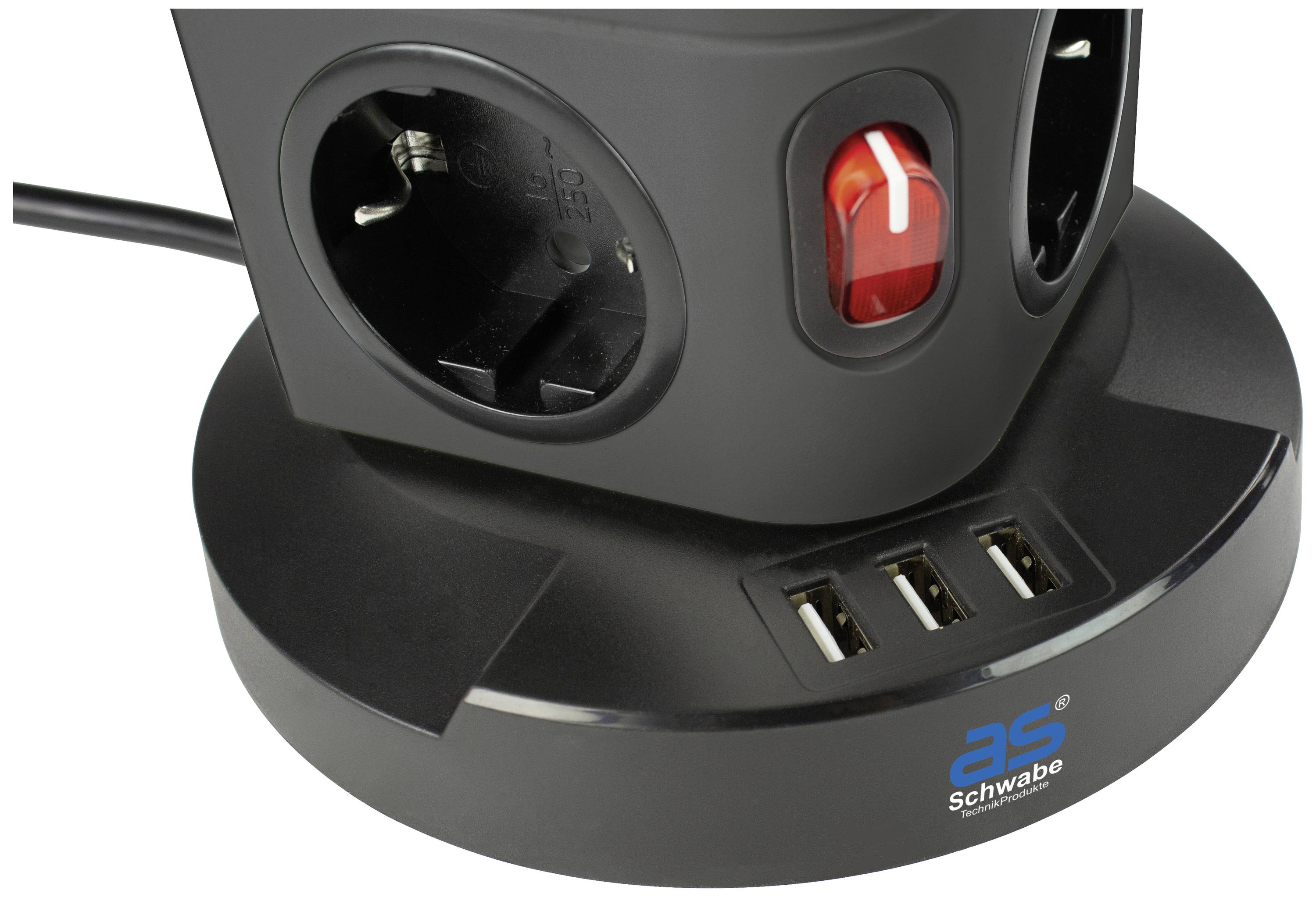 AS Schwabe 18222 Tischsteckdose Schwarz Schutzkontakt 1St.