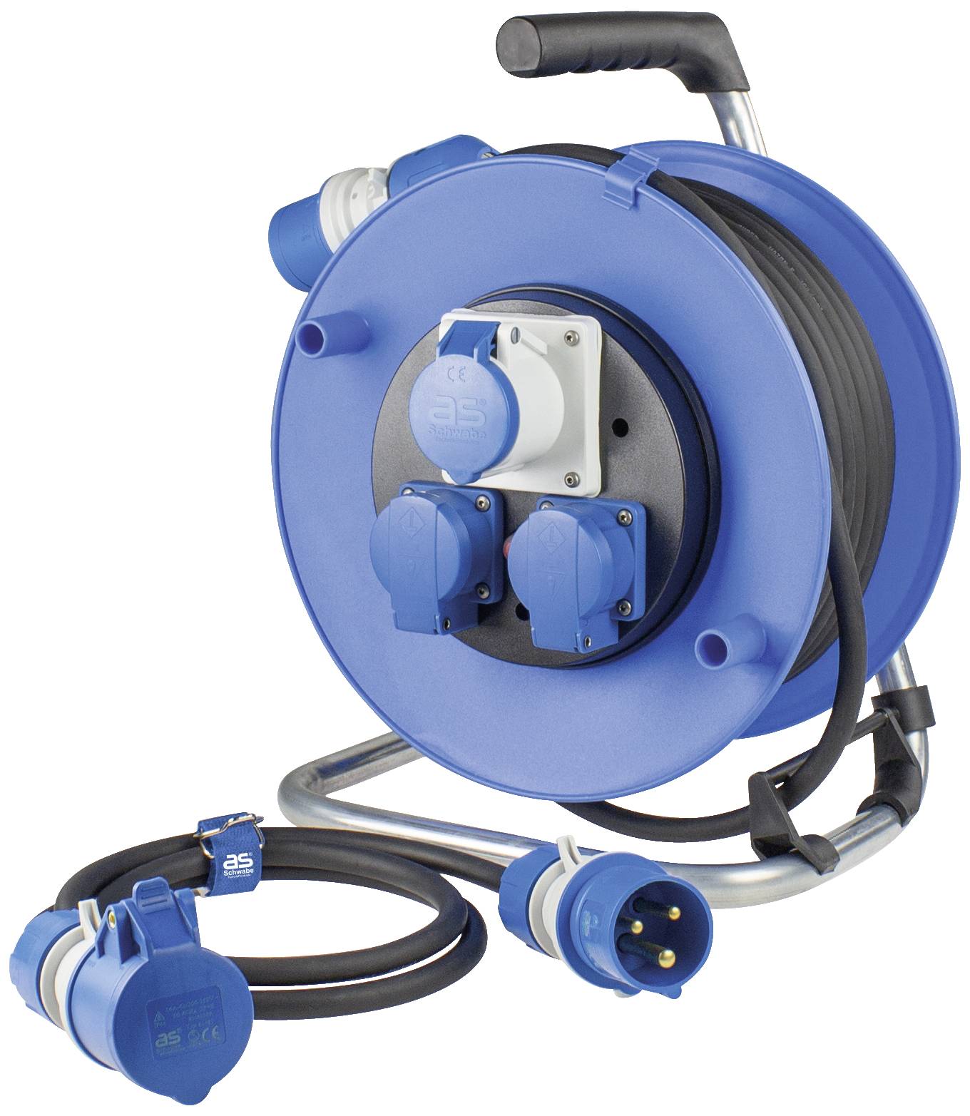 AS Schwabe 19703 Kabeltrommel 25m Schwarz CEE-Stecker 16A 3polig