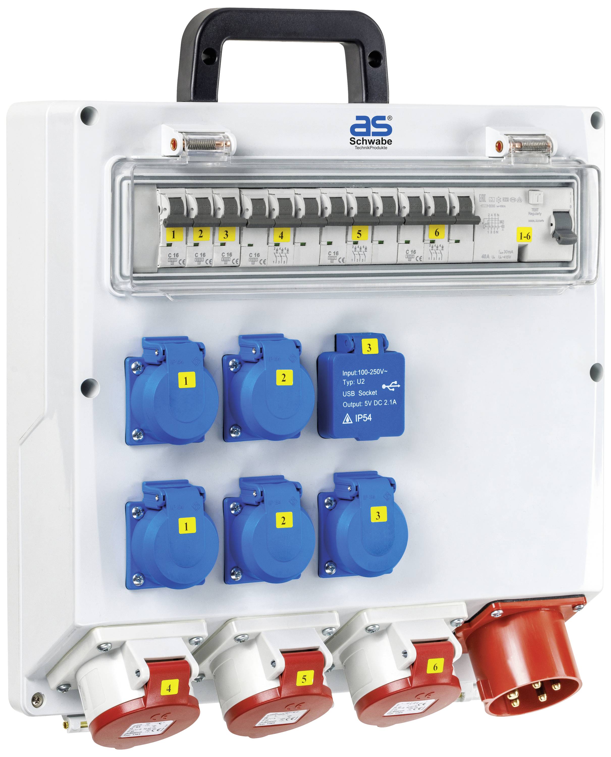 AS Schwabe CEE Stromverteiler FIXO 5 MAX 61523 400V 32A