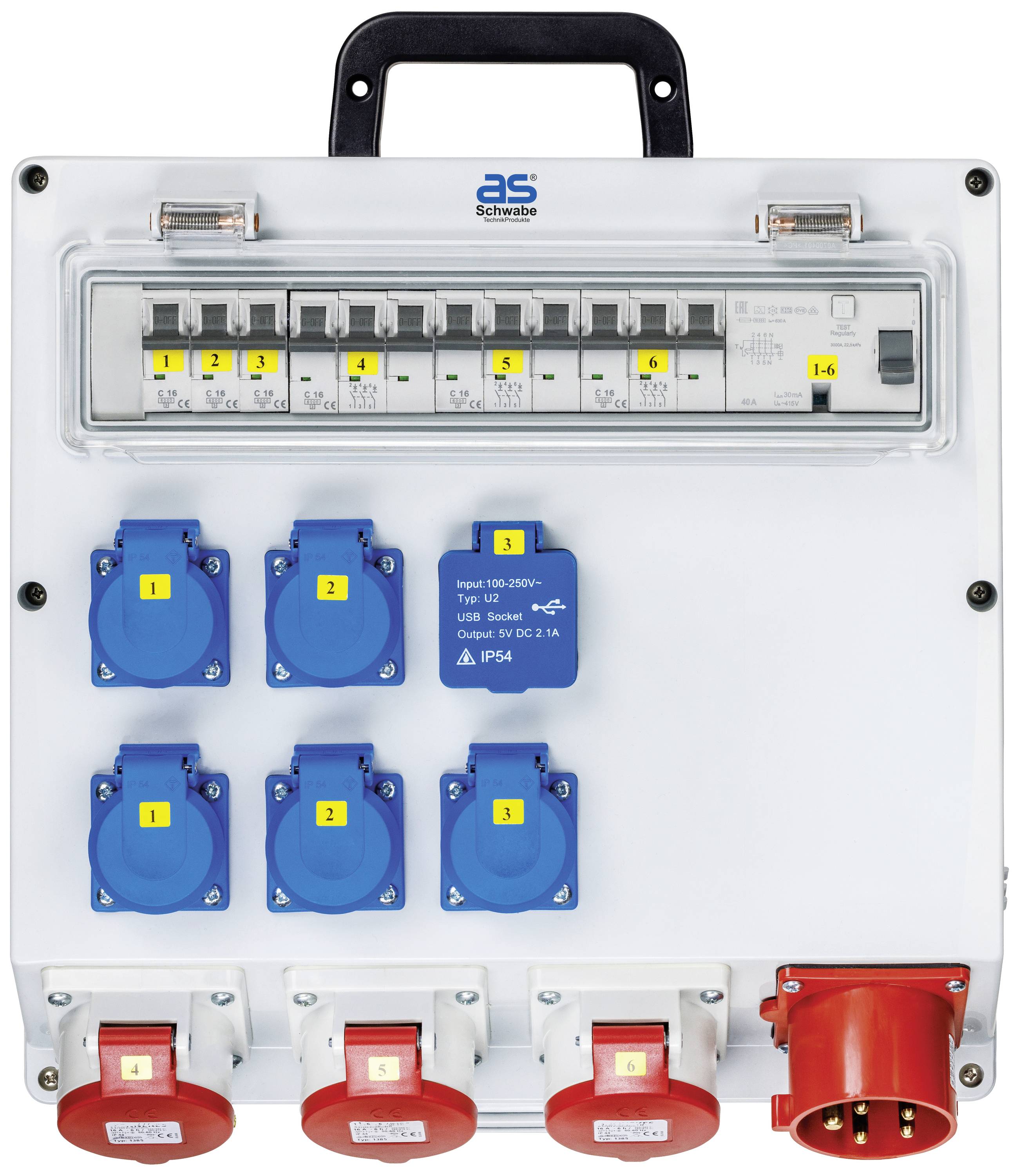 AS Schwabe CEE Stromverteiler FIXO 5 MAX 61523 400V 32A