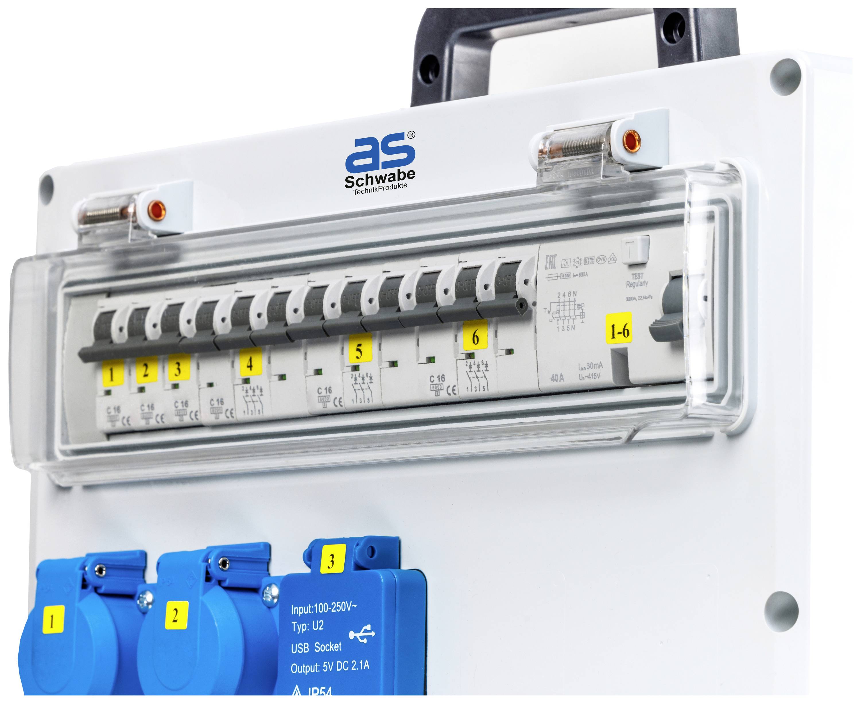 AS Schwabe CEE Stromverteiler FIXO 5 MAX 61523 400V 32A