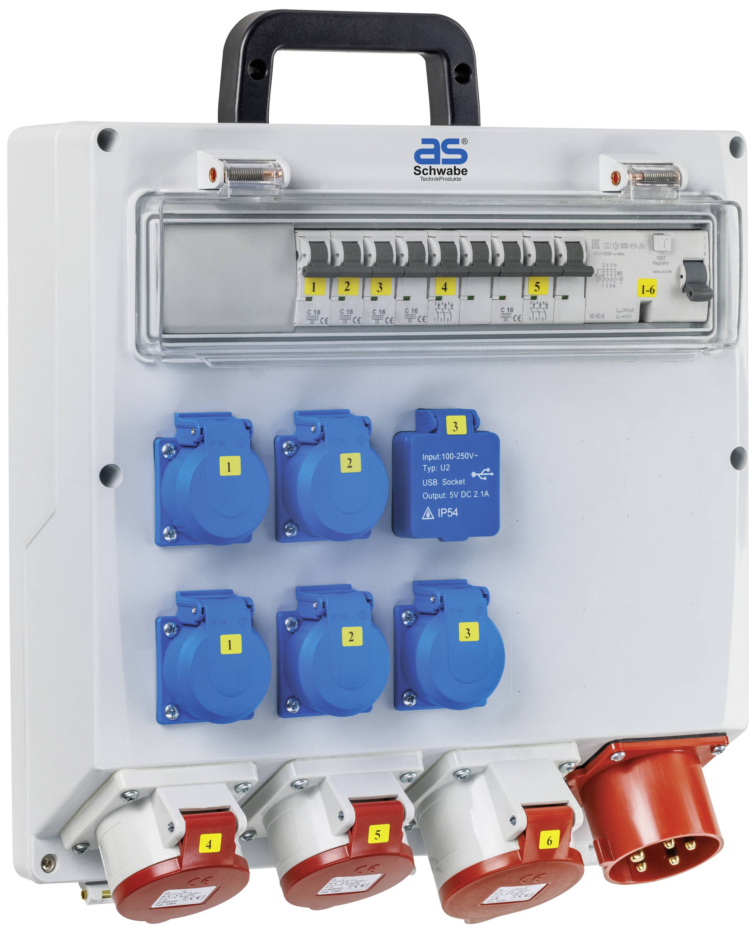 AS Schwabe CEE Stromverteiler FIXO 6 MAX 61524 400V 32A