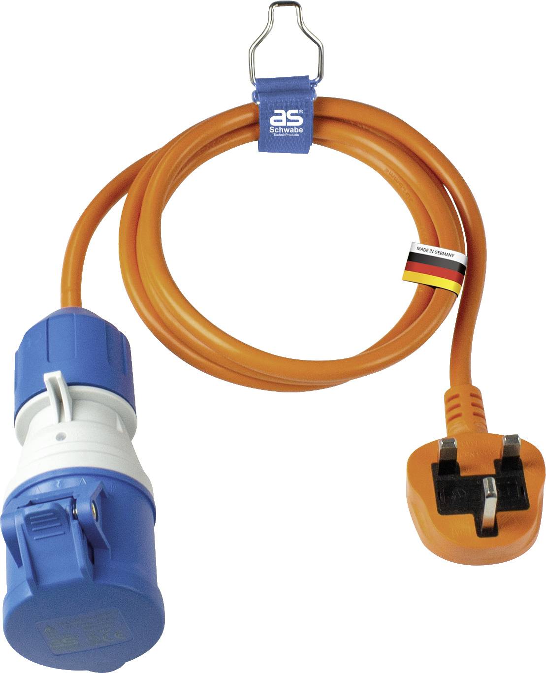 AS Schwabe 660486 Strom Adapterkabel 16A Orange 1.5m H05VV-F 3G 1,5mm²