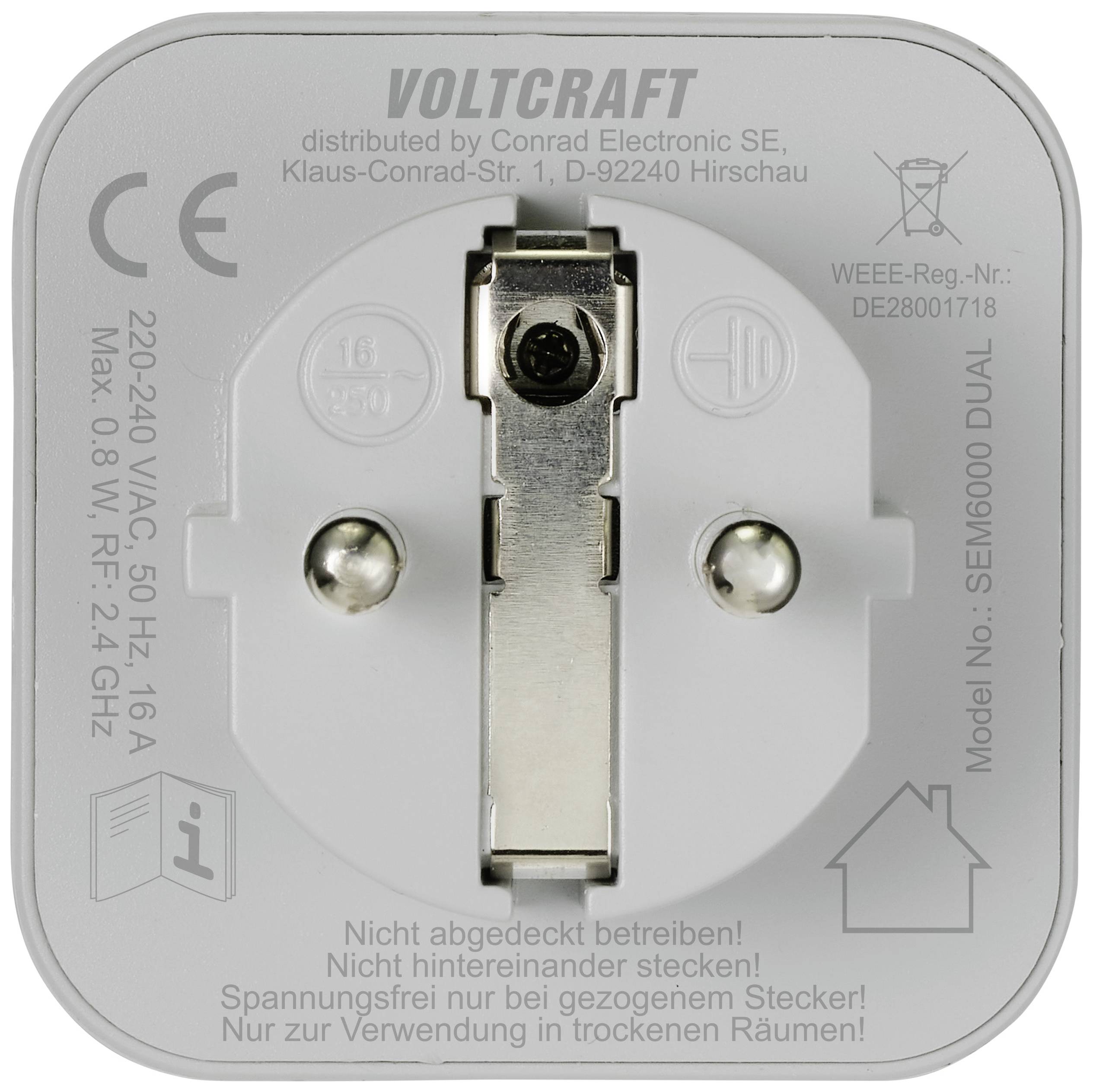 VOLTCRAFT SEM6000 DUAL Energiekosten-Messgerät Bluetooth®-Schnittstelle, Datenexport, Datenloggerfunktion, TRMS, Stromtarif