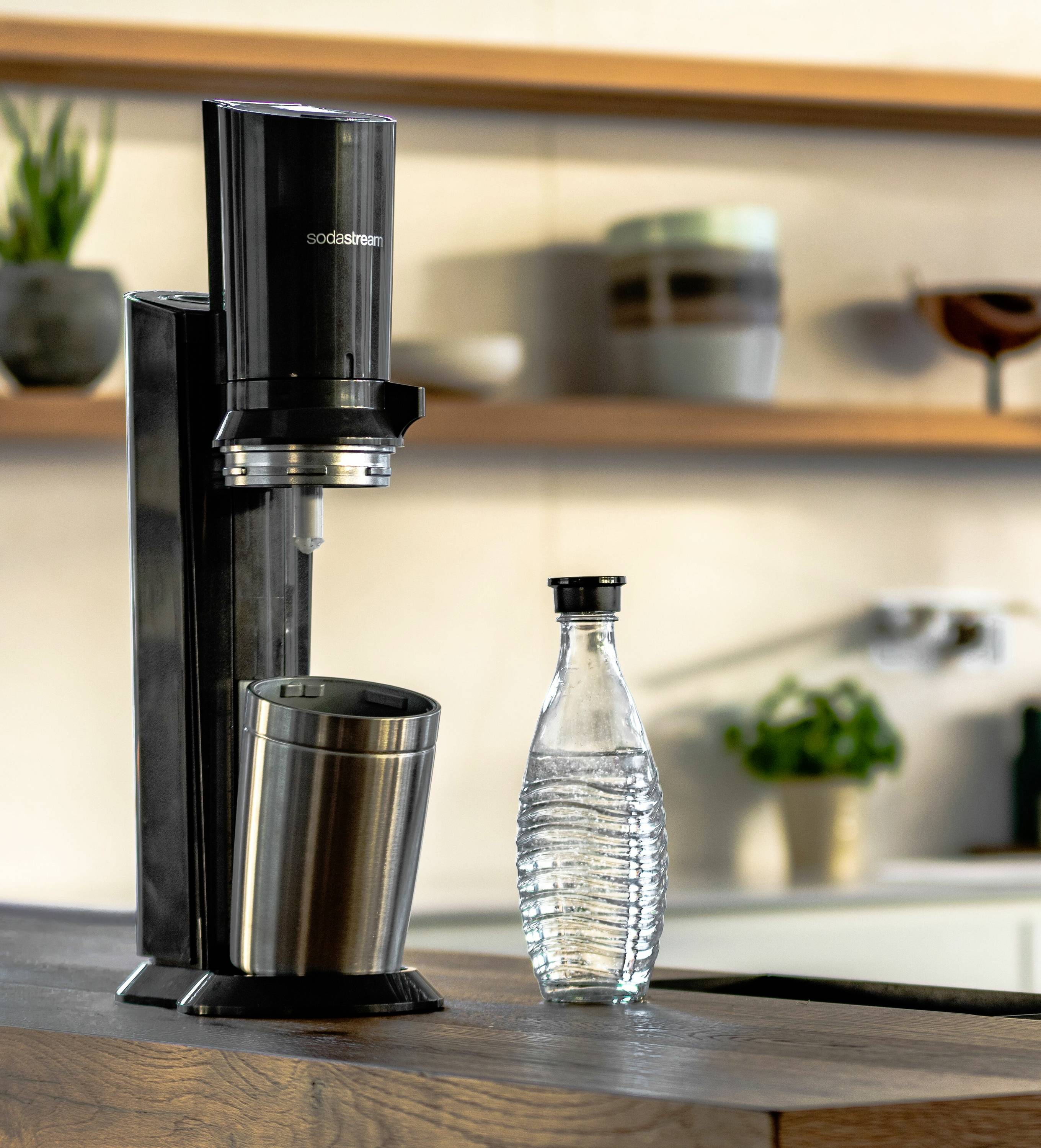 Sodastream Wassersprudler Crystal 3.0 Schwarz, Edelstahl