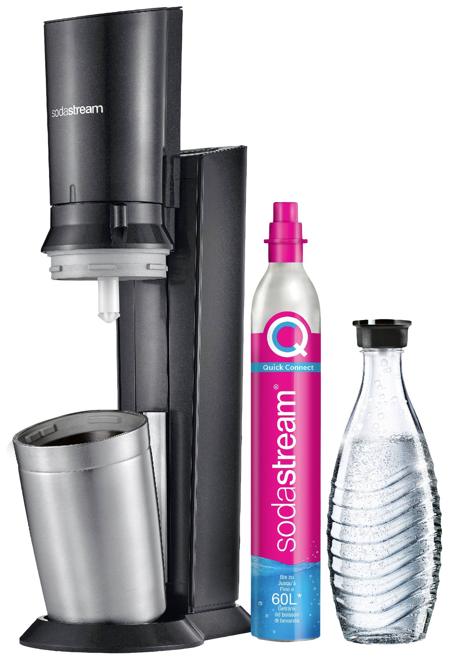 Sodastream Wassersprudler Crystal 3.0 Schwarz, Edelstahl