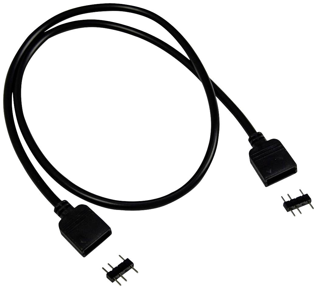 Schwarzes Kabel mit zwei schwarzen Anschlüssen und zwei kleinen Steckverbindern. Geeignet für den Anschluss elektronischer Geräte.