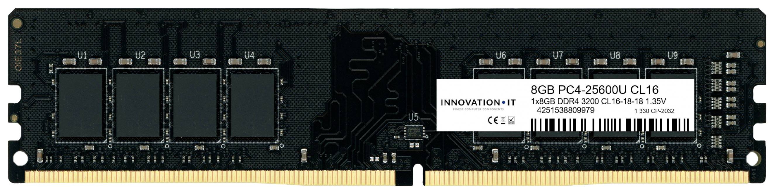 Innovation IT 3200 8GB CL16-18-18 1.35V LD 8-Chip Desktop-Arbeitsspeicher DDR4 8 GB 1 x 8 GB 3200 MHz 288pin DIMM Inno8G3200S