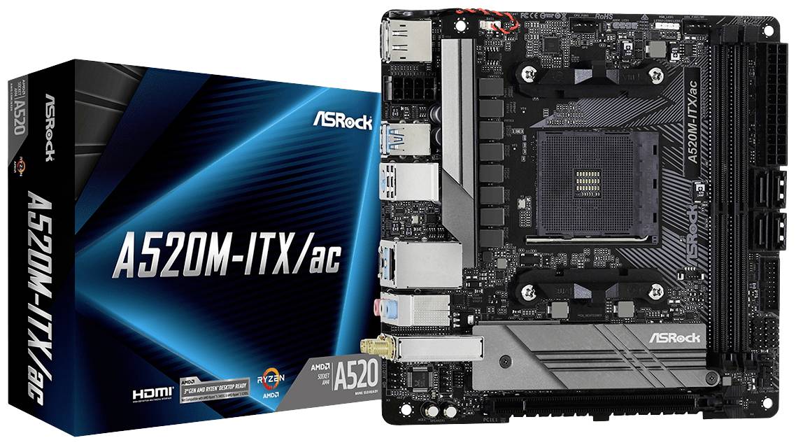 ASRock A520M-ITX/ac Mainboard Sockel (PC) AMD® AM4 Formfaktor (Details) Micro-ATX