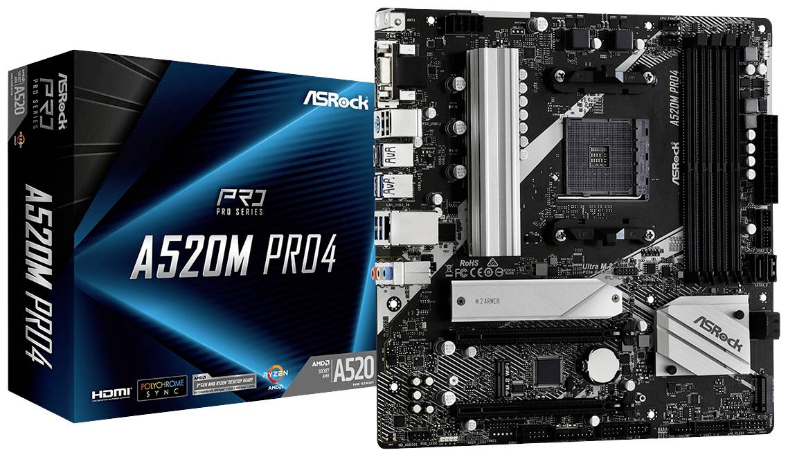 ASRock A520M Pro4 Mainboard Sockel (PC) AMD® AM4 Formfaktor (Details) Micro-ATX