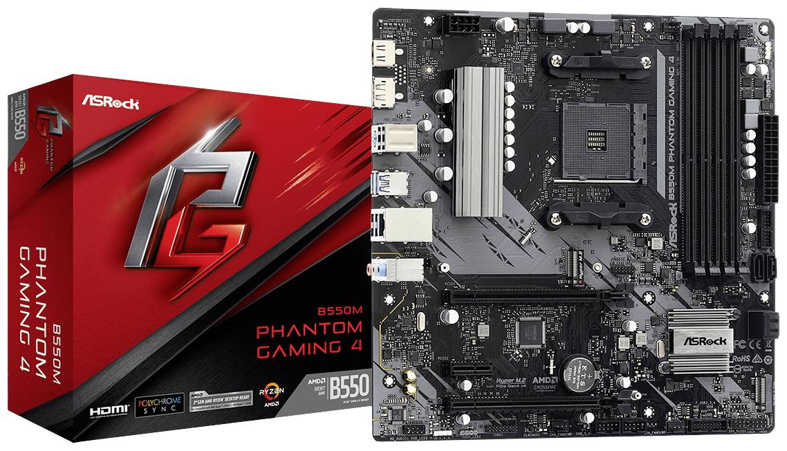 ASRock B550M Phantom Gaming 4 Mainboard Sockel (PC) AMD® AM4 Formfaktor (Details) Micro-ATX Mainboard-Chipsatz AMD® B550