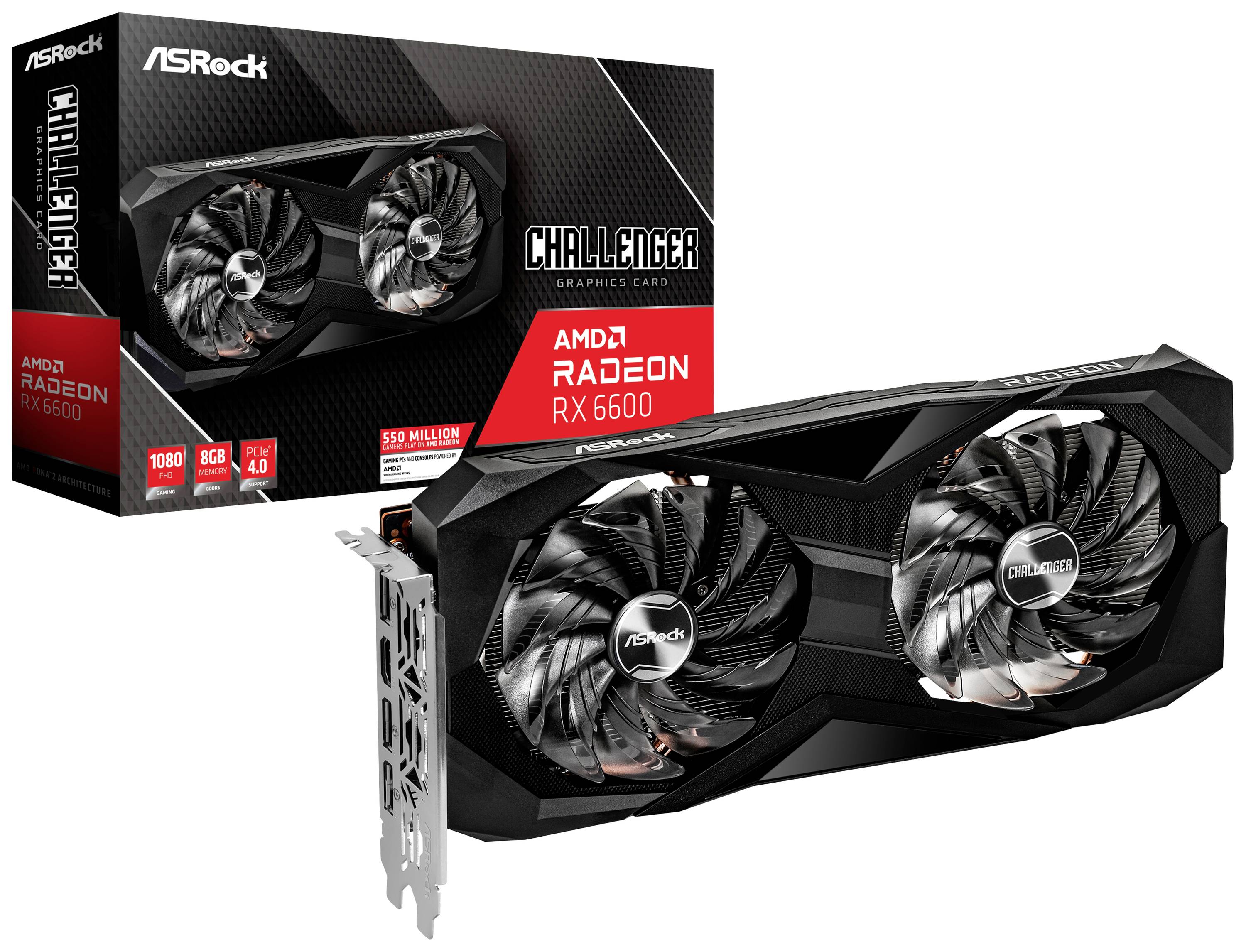 ASRock Grafikkarte AMD Radeon RX 6600 8 GB GDDR6-RAM PCIe x16 PCIe, HDMI®, DisplayPort