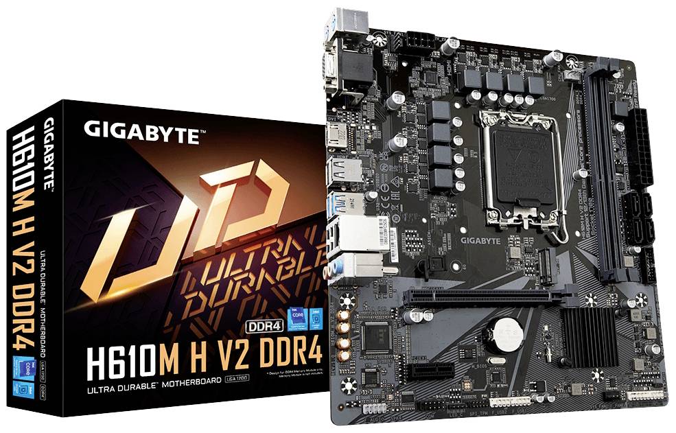 Gigabyte H610M H V2 DDR4 (rev. 1.0) Mainboard Sockel (PC) Intel® LGA 1700 Formfaktor (Details) Micro-ATX Mainboard-Chipsatz Intel® H610