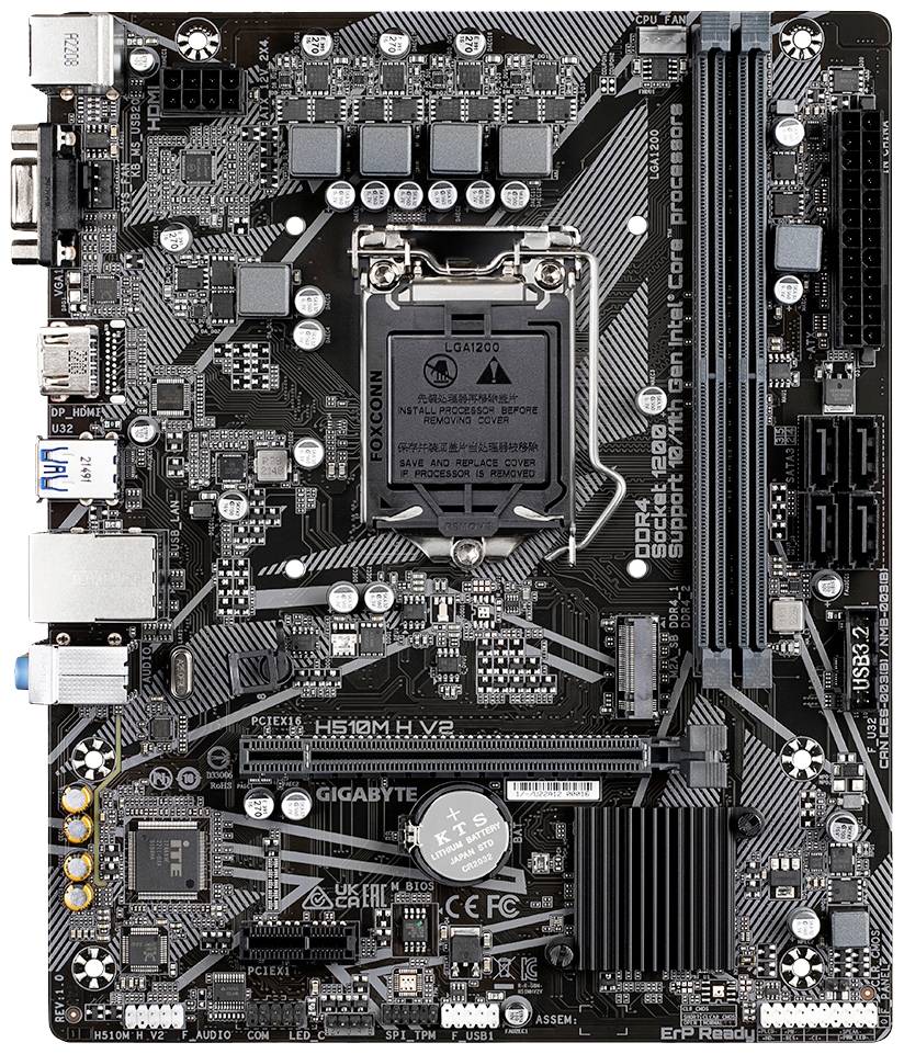 Gigabyte H510M H V2 Mainboard Sockel (PC) Intel® LGA 1200 Formfaktor (Details) Micro-ATX Mainboard-Chipsatz Intel® H510 Express