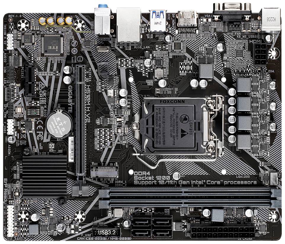 Gigabyte H510M H V2 Mainboard Sockel (PC) Intel® LGA 1200 Formfaktor (Details) Micro-ATX Mainboard-Chipsatz Intel® H510 Express