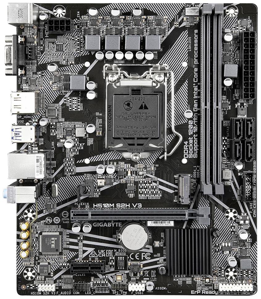 Gigabyte H510M S2H V3 (rev. 1.0) Mainboard Sockel (PC) Intel® LGA 1200 Formfaktor (Details) Micro-ATX Mainboard-Chipsatz Intel® H470