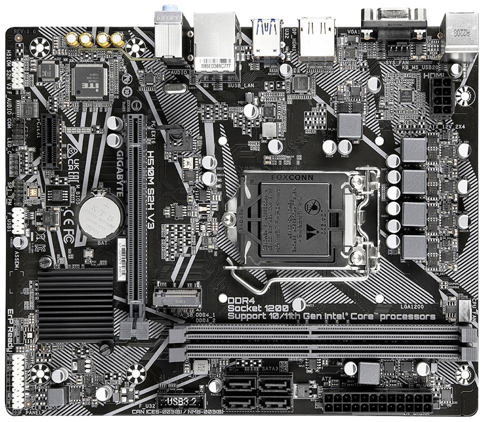 Gigabyte H510M S2H V3 (rev. 1.0) Mainboard Sockel (PC) Intel® LGA 1200 Formfaktor (Details) Micro-ATX Mainboard-Chipsatz Intel® H470