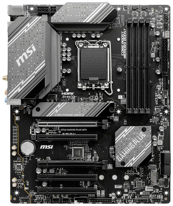 MSI B760 GAMING PLUS WIFI Mainboard Sockel (PC) Intel® LGA 1700 Formfaktor (Details) ATX Mainboard-Chipsatz Intel® B760