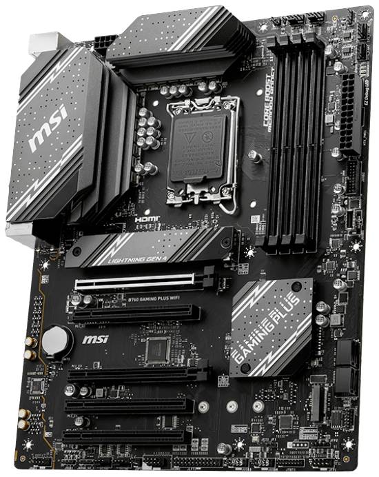 MSI B760 GAMING PLUS WIFI Mainboard Sockel (PC) Intel® LGA 1700 Formfaktor (Details) ATX Mainboard-Chipsatz Intel® B760