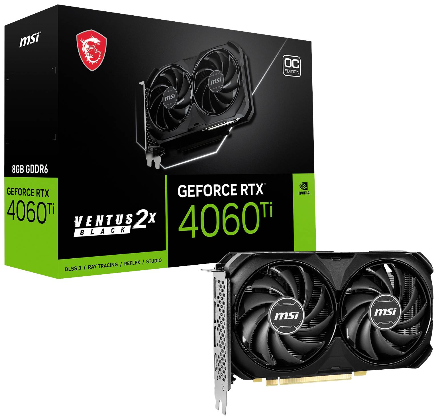 MSI Grafikkarte Nvidia GeForce RTX 4060 Ti 8 GB GDDR6-RAM PCIe, HDMI®, DisplayPort
