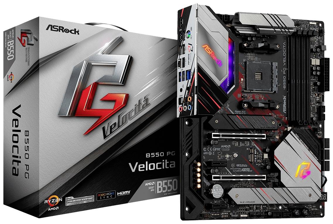 ASRock B550 PG Velocita Mainboard Sockel (PC) AMD® AM4 Formfaktor (Details) ATX Mainboard-Chipsatz AMD® B550
