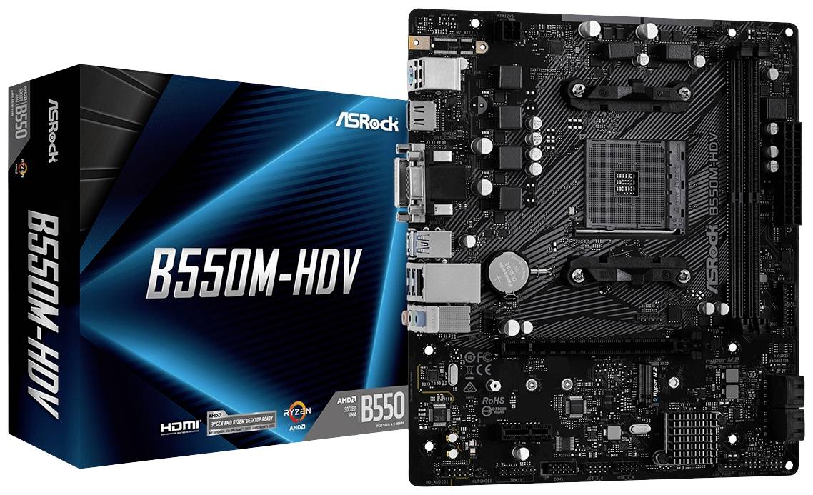 ASRock B550M-HDV Mainboard Sockel (PC) AMD® AM4 Formfaktor (Details) Micro-ATX Mainboard-Chipsatz AMD® B550