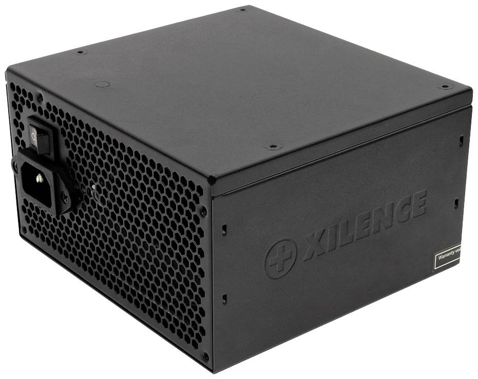 Schwarzes PC-Netzteil von Xilence mit Lüftungsschlitzen an der Seite.