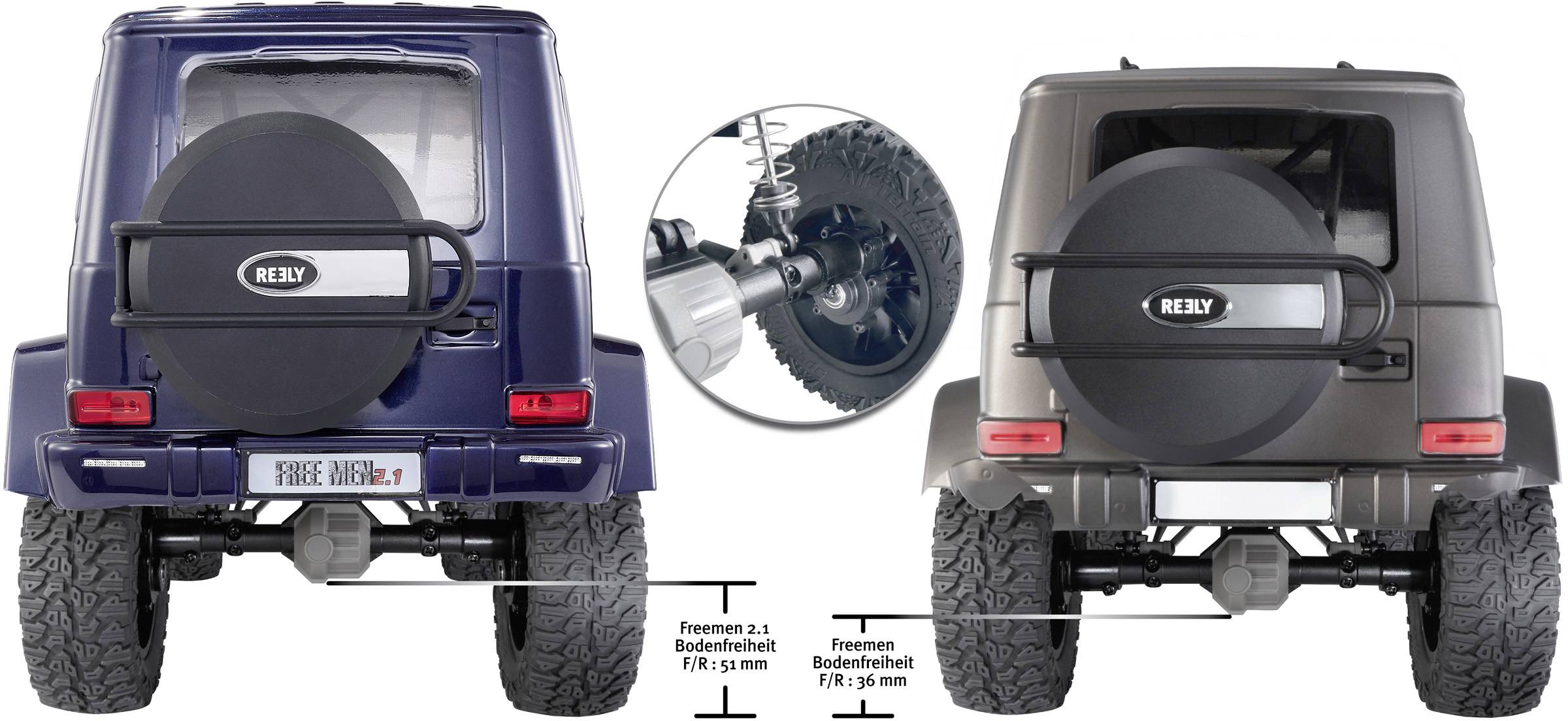 Reely FREE MEN 2.1 Brushed 1:10 RC Modellauto Elektro Crawler Allradantrieb (4WD) 100% RtR 2,4GHz inkl. Akku, Ladegerät und