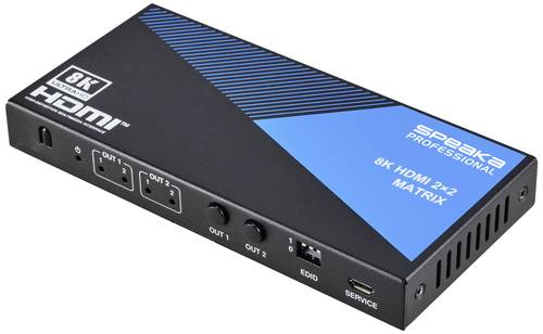 SpeaKa Professional SP-11571776 2+2 Port HDMI-Matrix-Switch Ultra HD-fähig 7680 x 4320 Pixel Schwarz