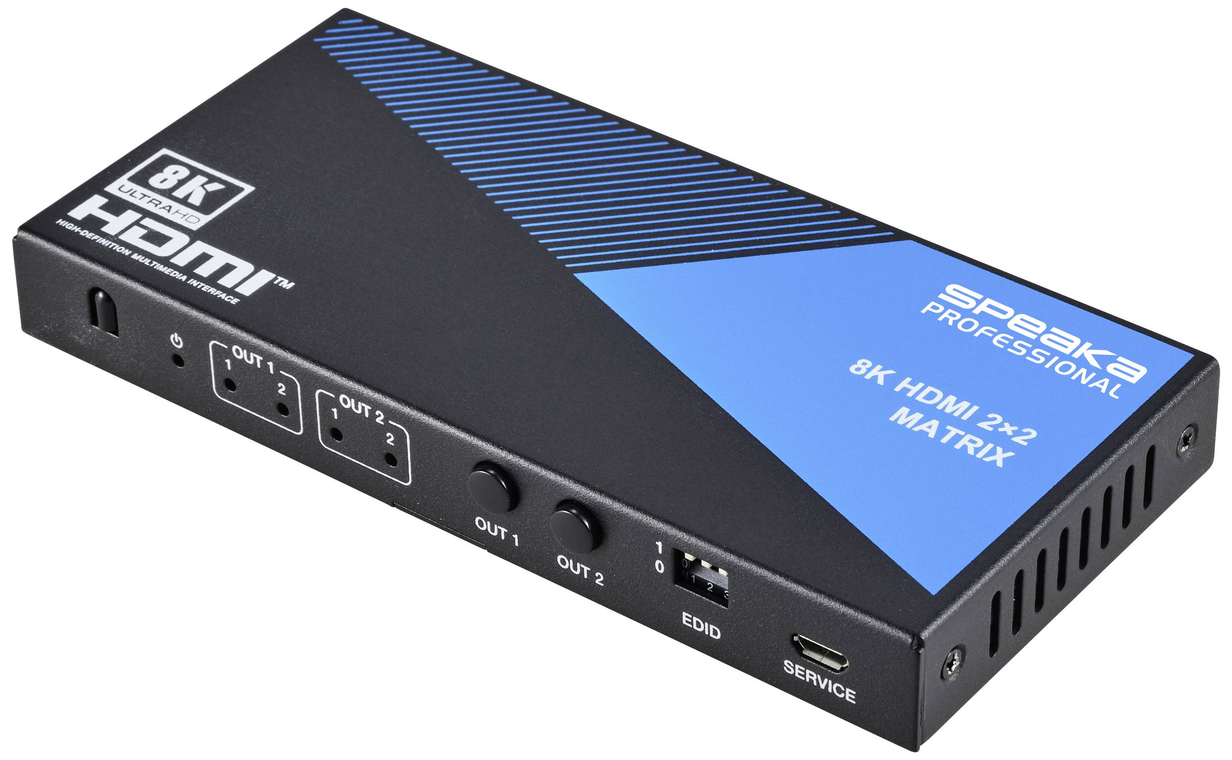 SpeaKa Professional SP-11571776 2+2 Port HDMI-Matrix-Switch Ultra HD-fähig 7680 x 4320 Pixel Schwar