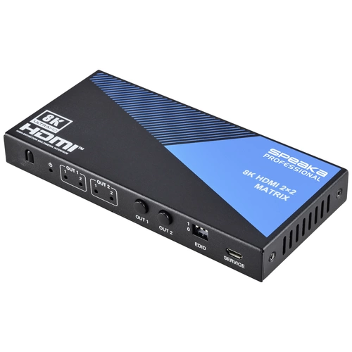 SpeaKa Professional SP-11571776 2+2 Port HDMI-Matrix-Switch Ultra HD-fähig 7680 x 4320 Pixel Schwarz SpeaKa Professional SP-11571776 2+2 Port HDMI-Matrix-Switch Ultra HD-fähig 7680 x 4320 Pixel Schwarz