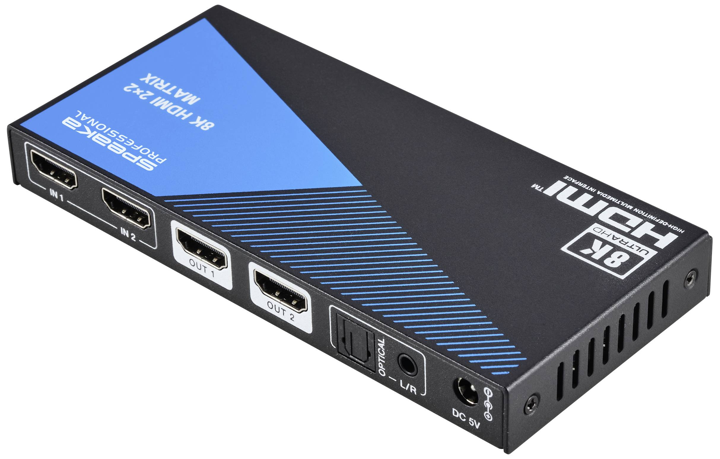 SpeaKa Professional SP-11571776 2+2 Port HDMI-Matrix-Switch Ultra HD-fähig 7680 x 4320 Pixel Schwarz