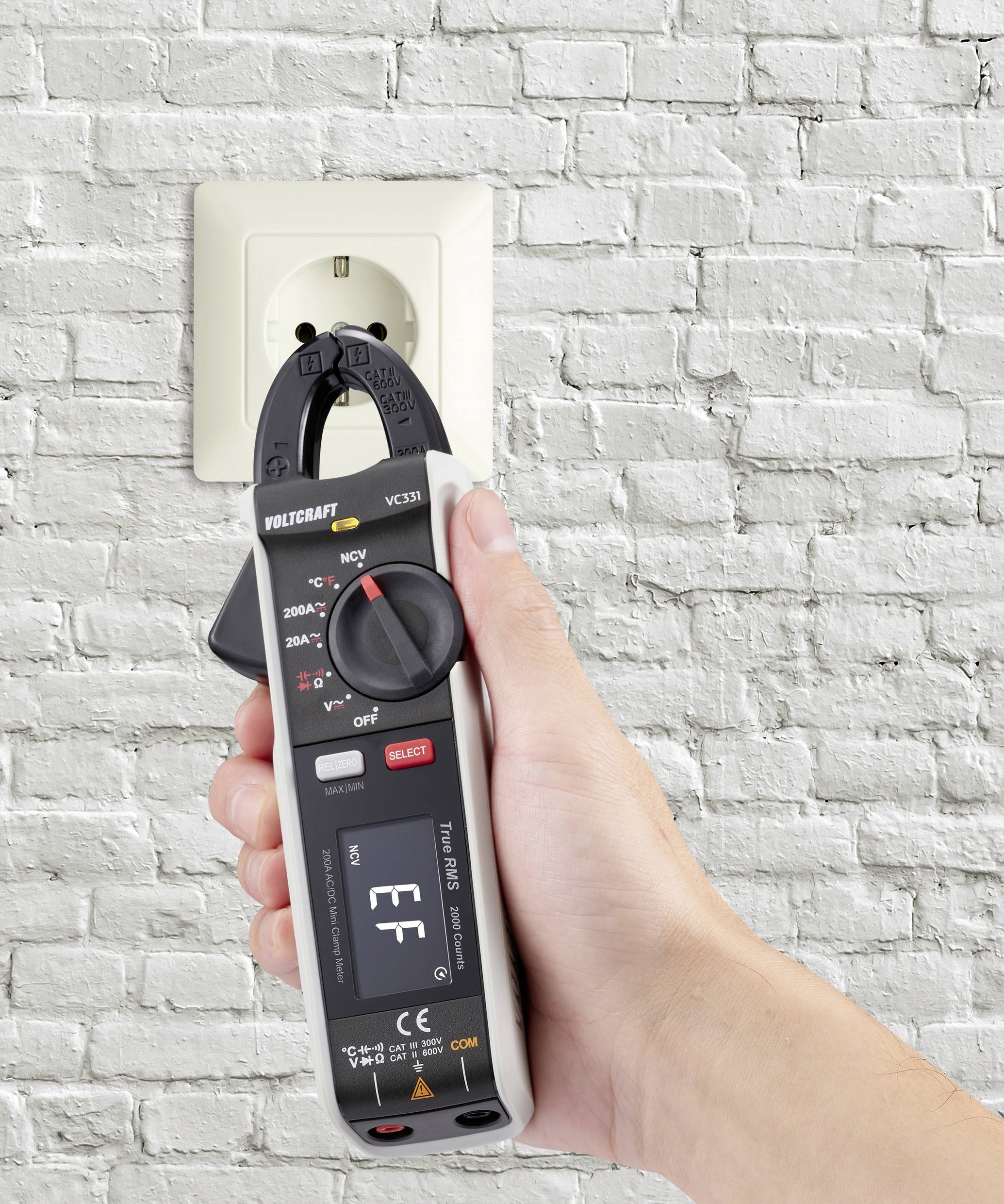 VOLTCRAFT VC-331 Stromzange kalibriert (ISO) CAT II 600 V, CAT III 300V Anzeige (Counts): 2000