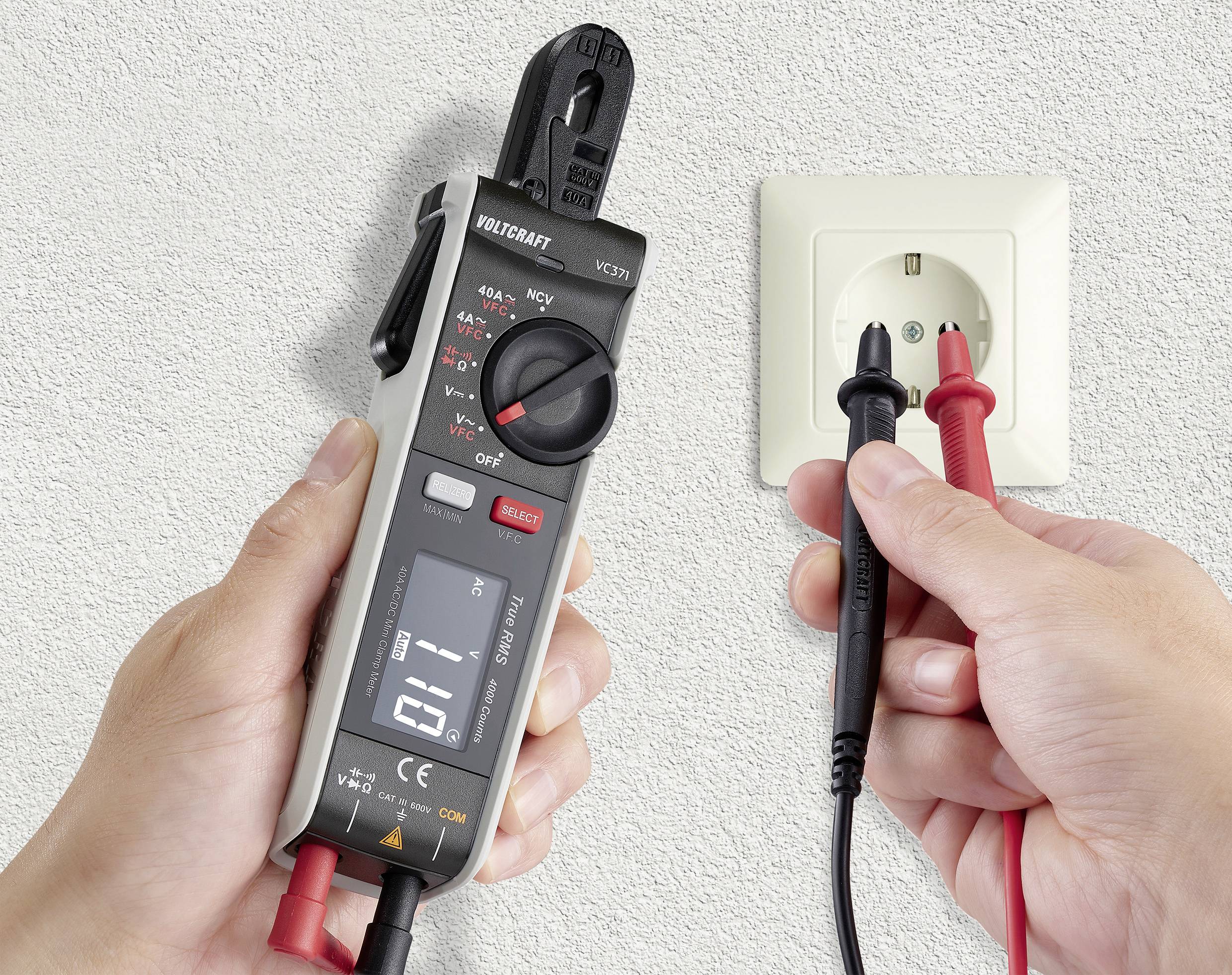 VOLTCRAFT VC-371 Stromzange digital CAT III 600V Anzeige (Counts): 4000