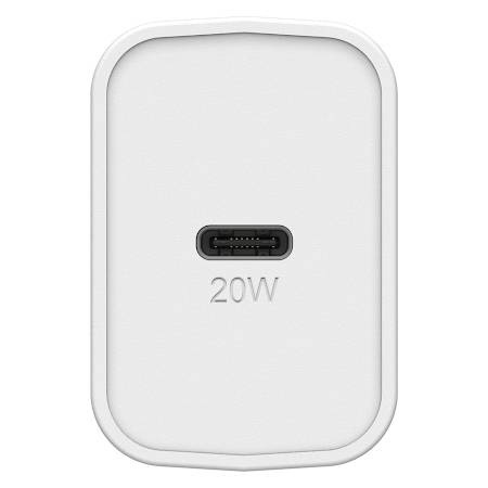 Weiße 20W Netzadapter mit USB-C-Anschluss, alleinstehend abgebildet.