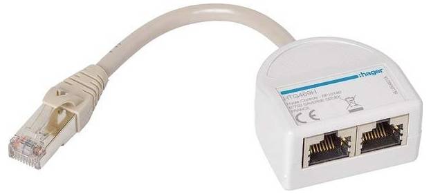 Hager Netzwerk Adapter [1x RJ45-Stecker - 2x RJ45-Buchse] 0.09m