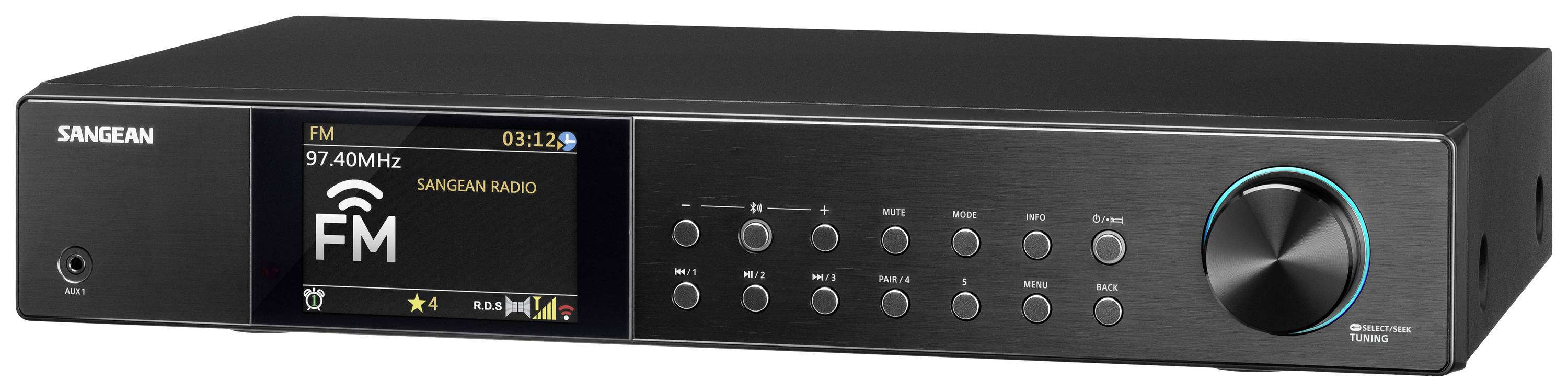 Sangean WFT-4 Internetradio HiFi-Tuner Schwarz Bluetooth®, DAB+, Internetradio, WLAN