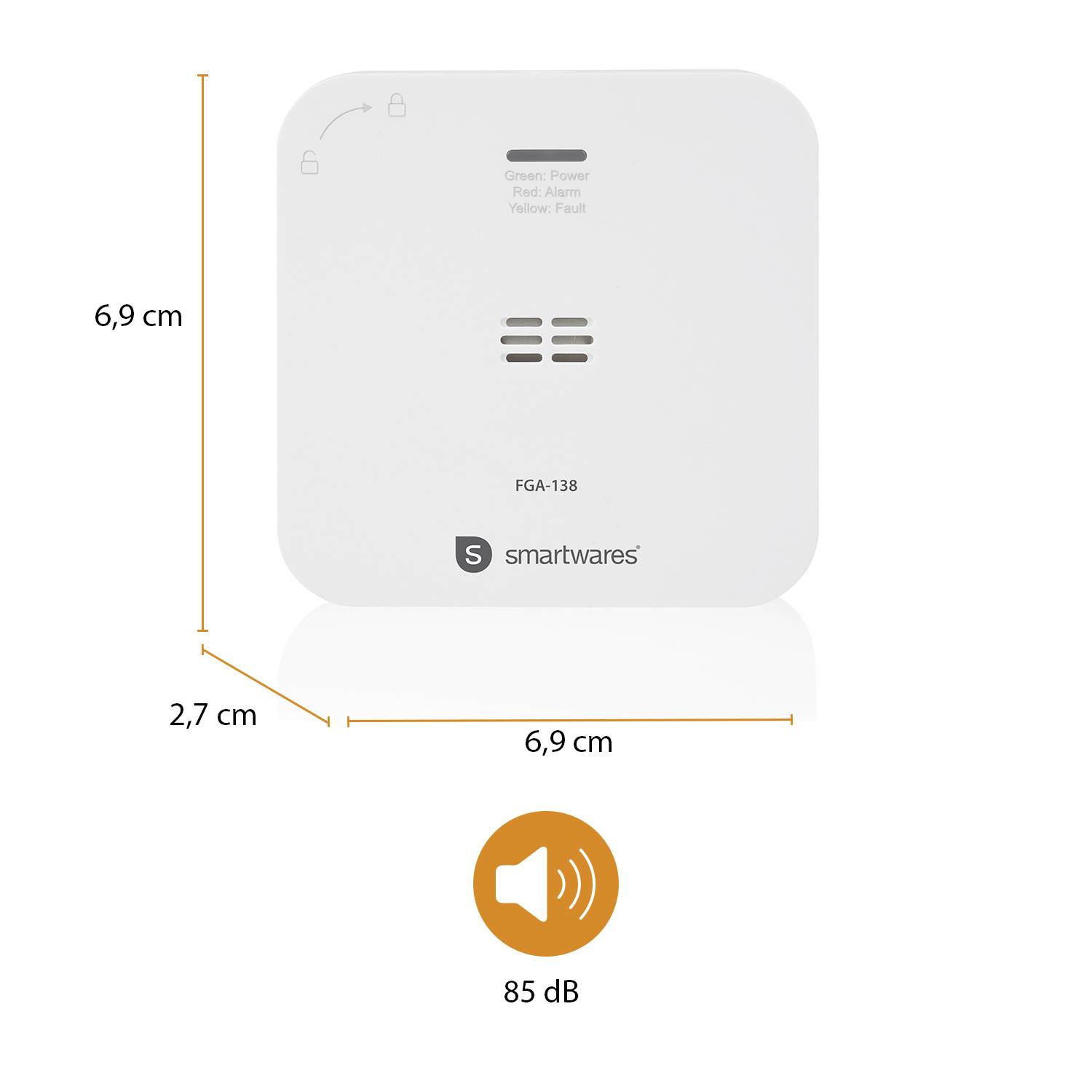 Smartwares FGA-13800 Kohlenmonoxid-Melder mit App-Steuerung batteriebetrieben detektiert Kohlenmonoxid