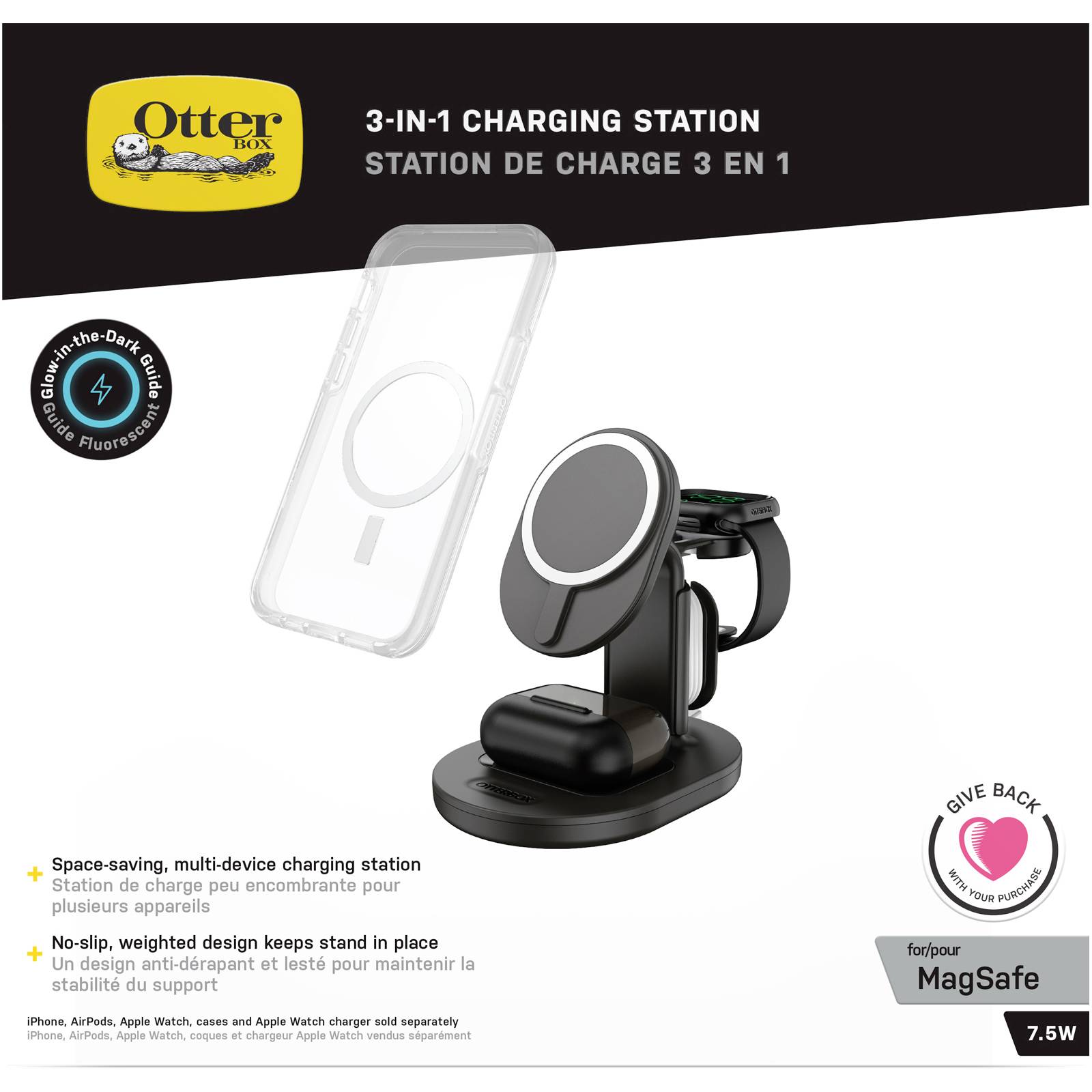 Otterbox 3 in 1 MagSafe Charger Ladeadapter 7.5 W Schwarz Wireless Charger