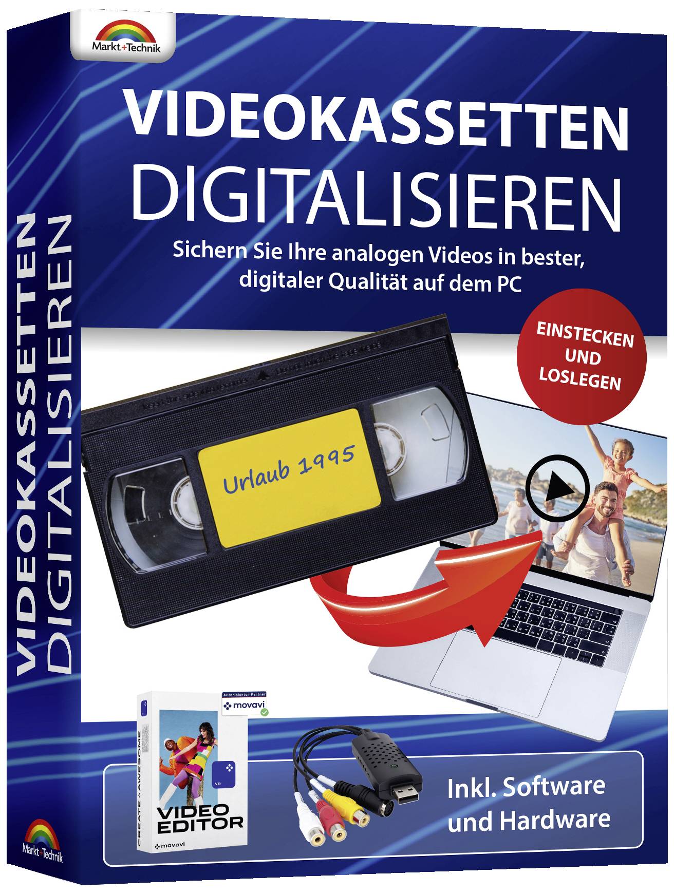 Markt & Technik Videokassetten digitalisieren 2023 inkl. Hardware Vollversion, 1 Lizenz Windows Digitalisierungs-Software
