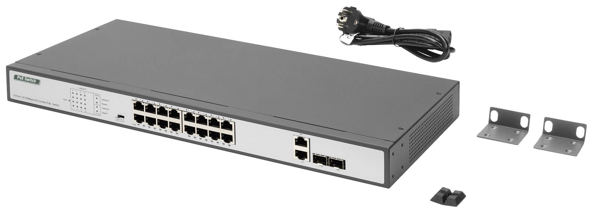 Digitus DN-95342-1 Netzwerk Switch 16 + 2 Port 10 / 100MBit/s PoE-Funktion