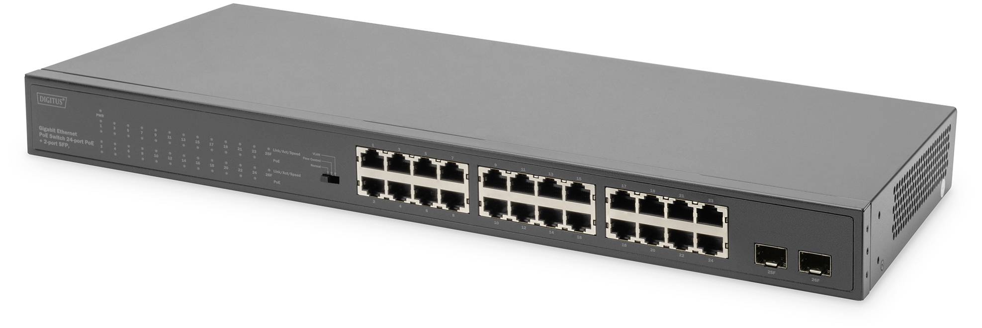 Digitus DN-95348-1 Netzwerk Switch 24 + 2 Port 1 GBit/s PoE-Funktion