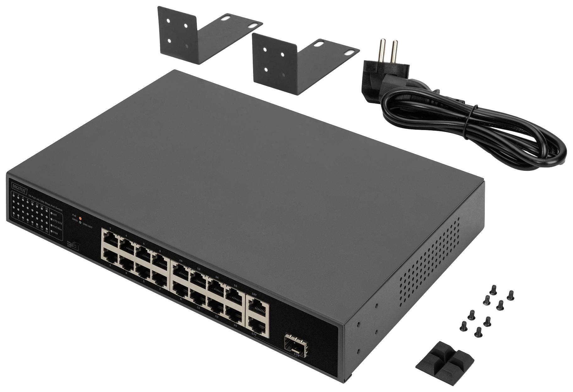 Digitus DN-95355 DN-95355 Netzwerk Switch 16 Port 10 / 100 MBit/s PoE-Funktion