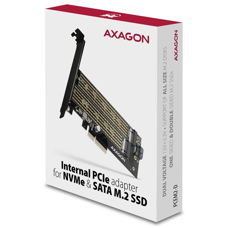 AXAGON PCEM2-D PCI-Express Karte PCIe Passend für (SSD): 2230, 2242, 2260, 2280, 22110