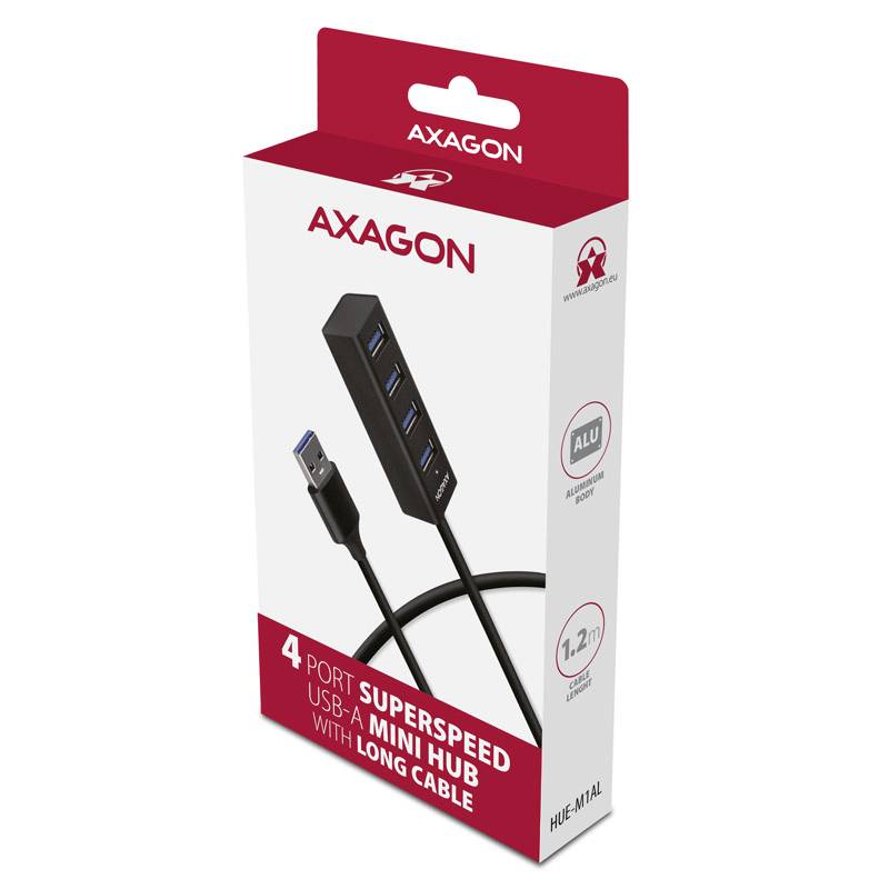 AXAGON HUE-M1AL 4 Port USB 3.2 Gen 1-Hub (USB 3.0) Silber