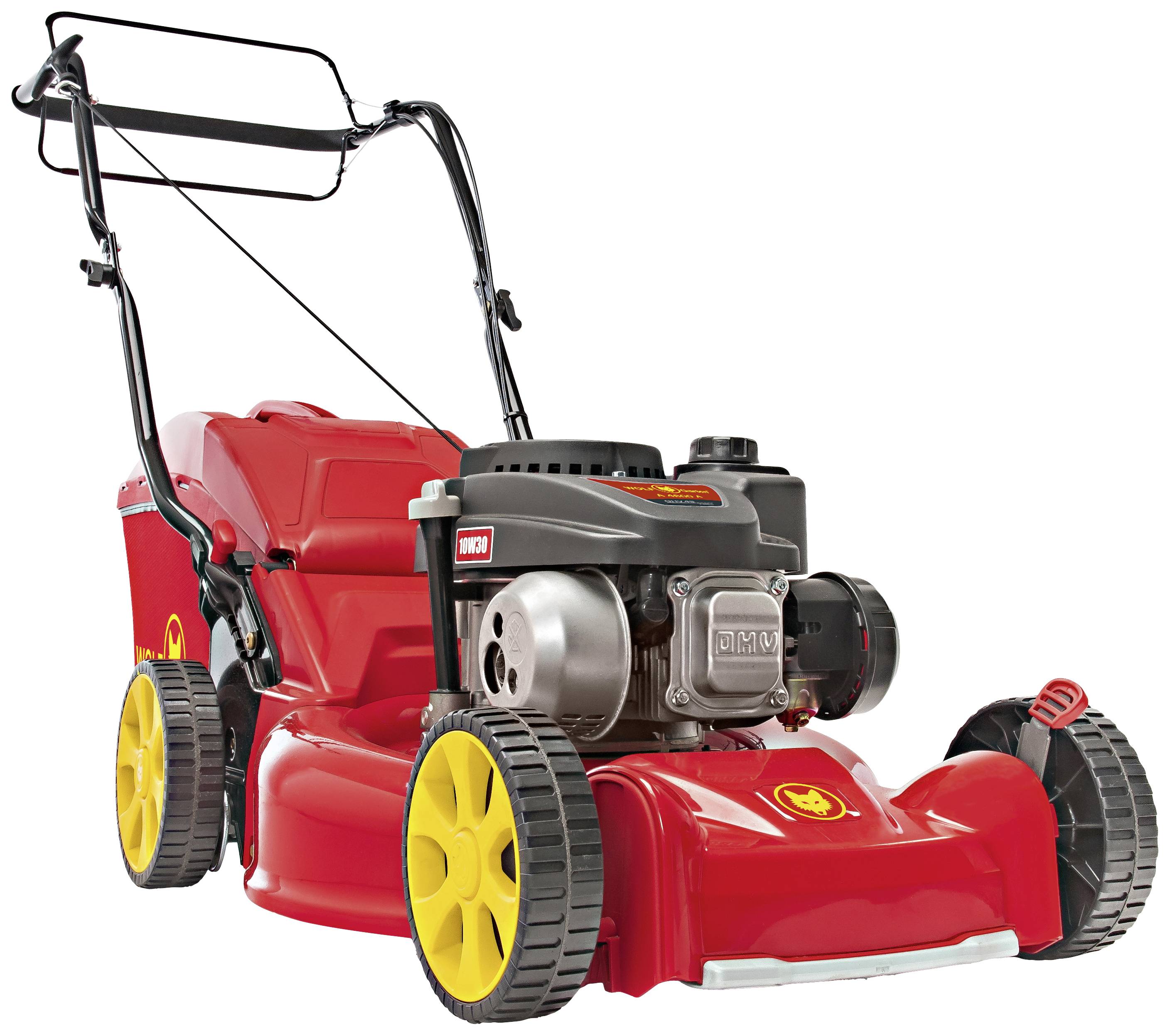 WOLF-Garten A 4600A Benzin Rasenmäher Heckauswurf, Höhenverstellbarer Griff mit Klappfunktion 2.1kW Schnittbreite (max.) 46cm