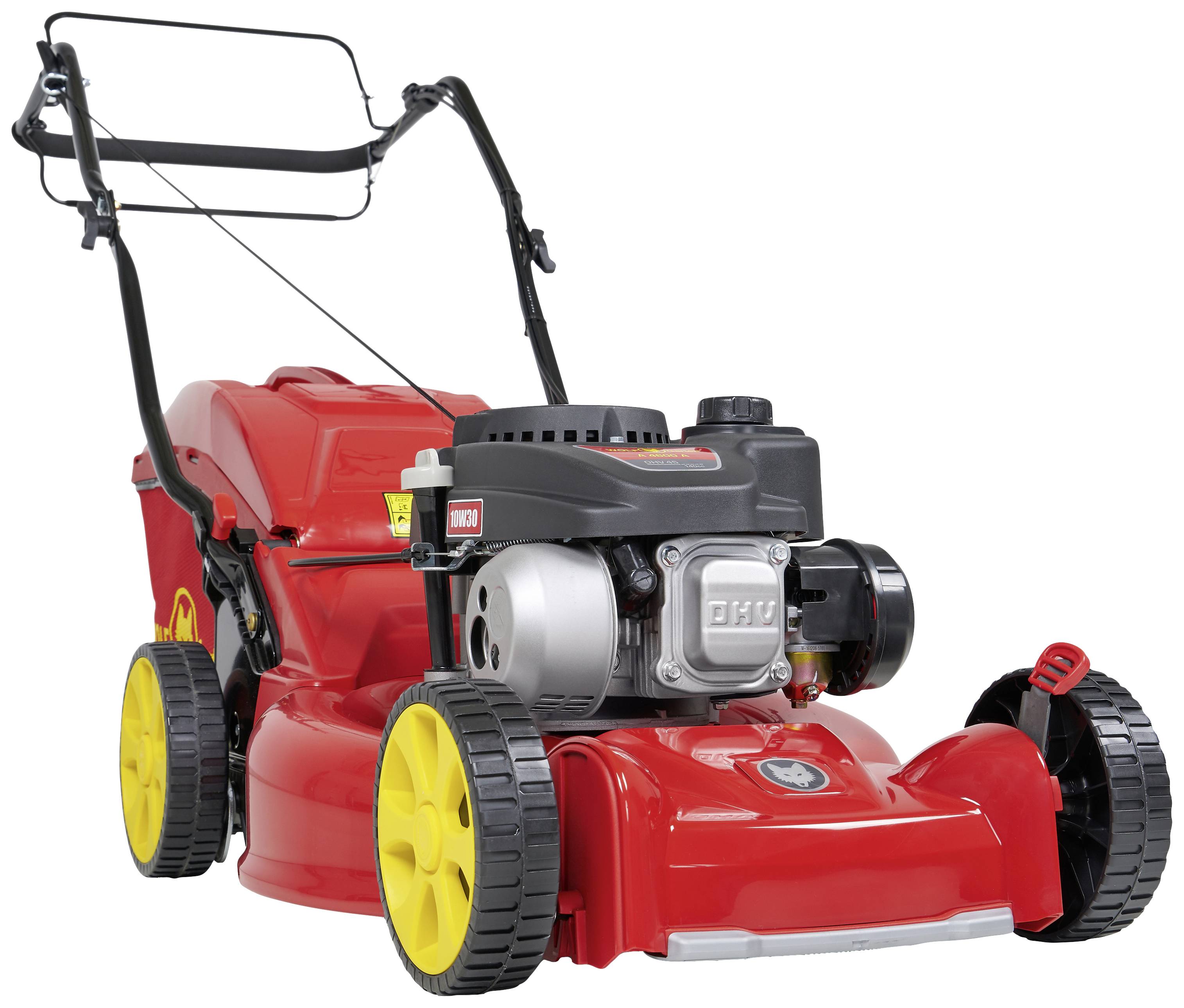 WOLF-Garten A 4600A Benzin Rasenmäher Heckauswurf, Höhenverstellbarer Griff mit Klappfunktion 2.1kW Schnittbreite (max.) 46cm