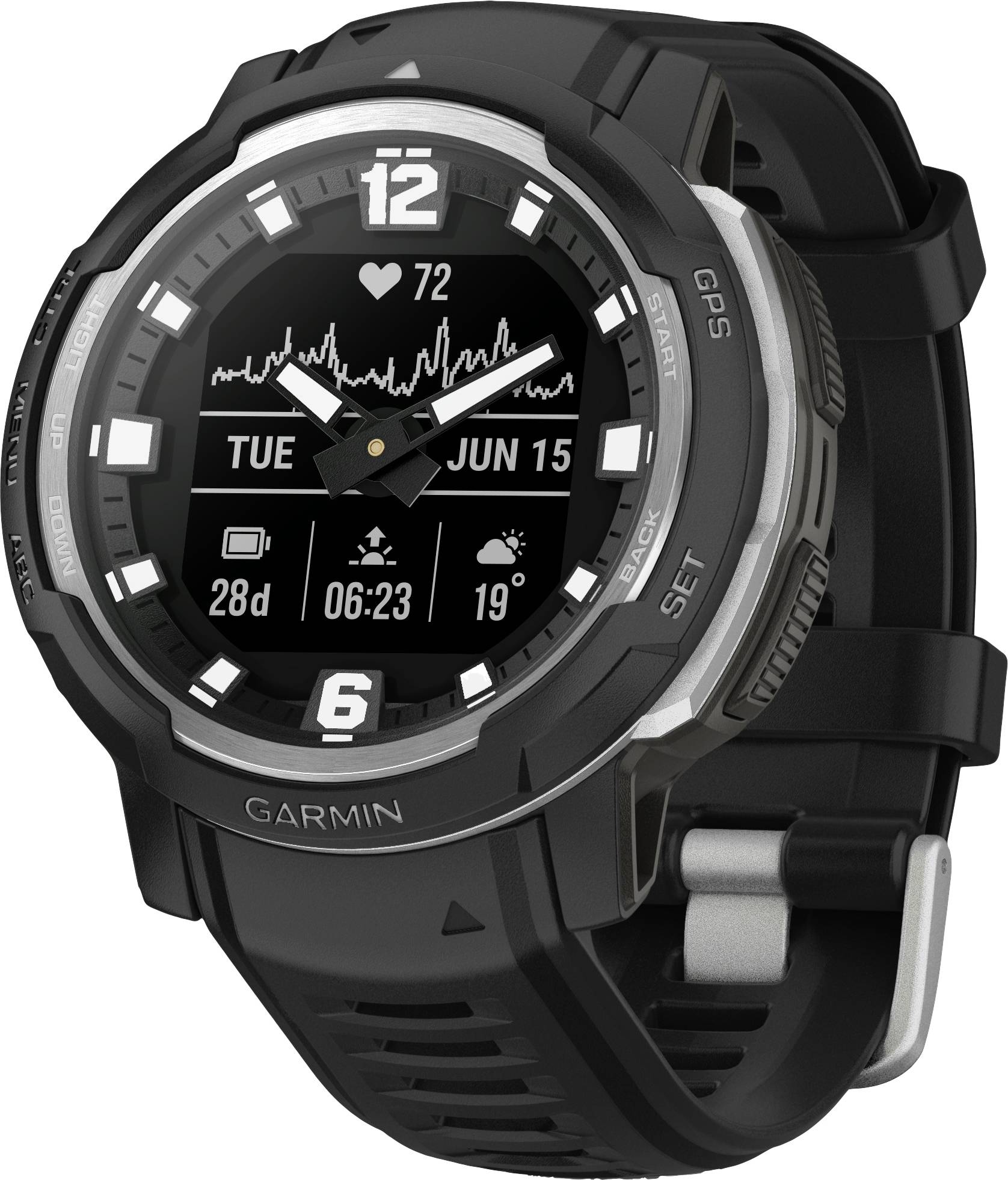 Garmin INSTINCT CROSSOVER Smartwatch Schwarz, Silber