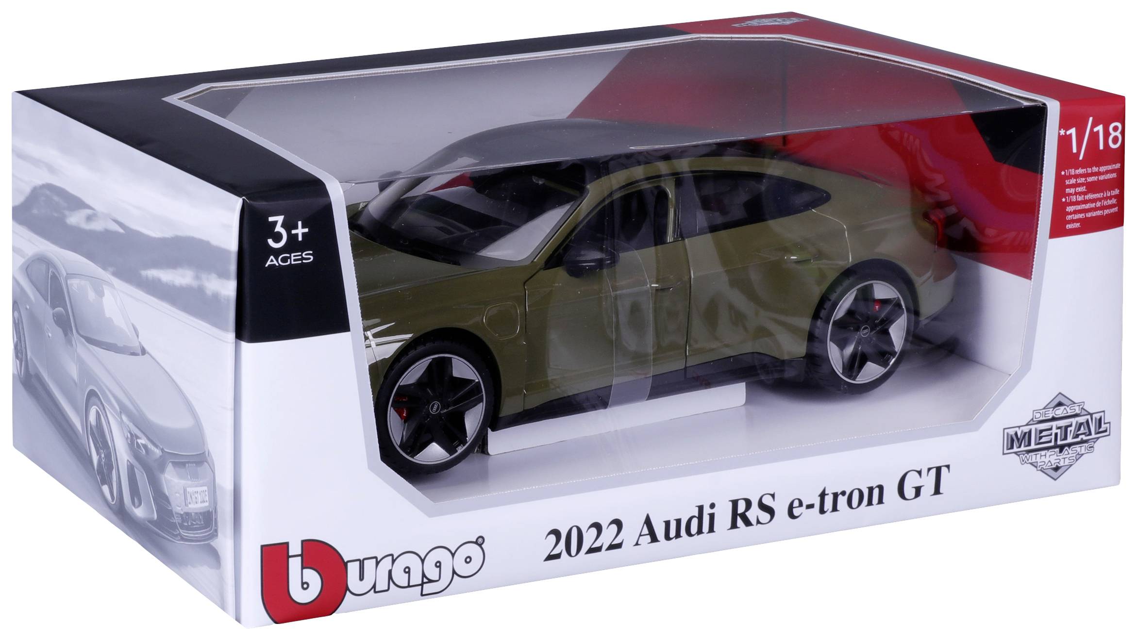Bburago Audi RS e-tron GT 2022, tactical grün 1:18 Modellauto
